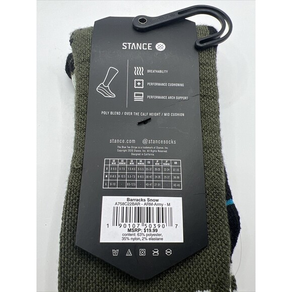 Stance Barracks Snow Socks Poly Blend Size Medium Men's 6-8.5, Women's 8-10.5 - Picture 4 of 7
